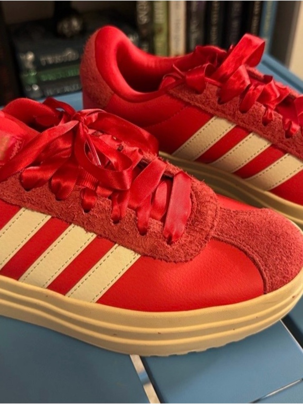 Adidas gazelle Red & Beige Platform Sneakers size 8.5 women’s